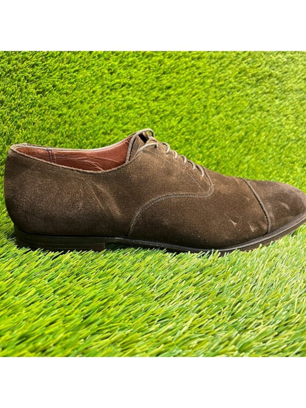 Crockett & Jones Connaught Mens Size 9.5E Dark Brown Suede Cap Toe Oxford Shoes
